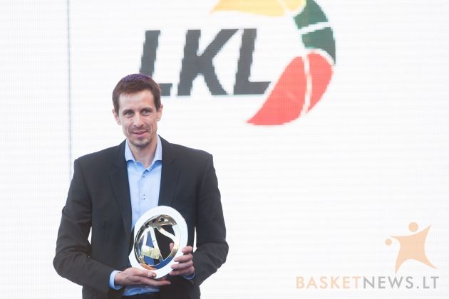 Mindaugas Lukauskis – garbingiausias Lietuvos krepšinio lygos krepšininkas. 2015 m.