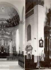 1. Panevėžio katedros vidus. XX a. 4 deš. Nuotrauka iš Panevėžio kraštotyros muziejaus rinkinių