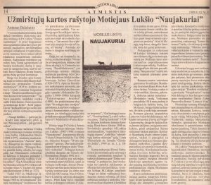 Balašaitis, Antanas. Užmirštųjų kartos rašytojo Motiejaus Lukšio „Naujakuriai“ // Lietuvos aidas. 1999, kovo 2, p. 14.