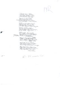Kukulas, Valdemaras. Trupanti siena. Plytos...: [eilėraščio rankraštis]. 1994.02.05. Iš Valdemaro Kukulo asmeninio archyvo