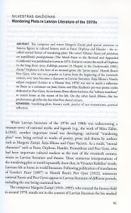 Gaižiūnas, Silvestras. Wandering plots in latvian literature of the 1970s // Baltic memory. - Vilnius : Lietuvių literatūros ir tautosakos institutas, 2011. - P. 61-70