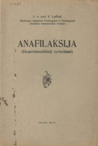 Anafilaksija / V. Lašas. Kaunas, 1926. PAVB S 11342