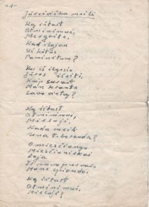 Jūreiviška meilė [rankraštis], 1969 m. iš Maironio lietuvių literatūros muziejaus