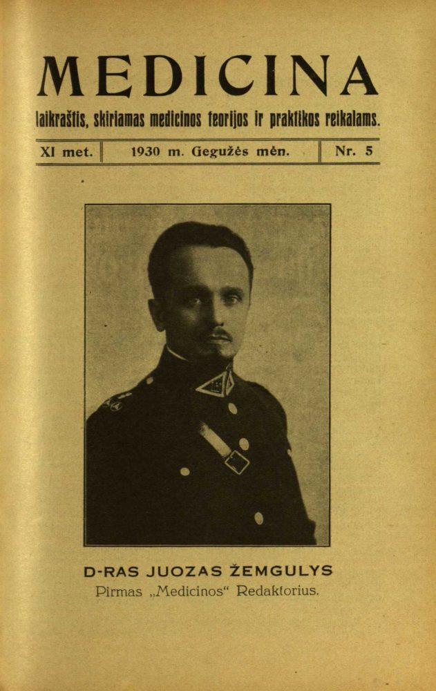 Gydytojas chirurgas, Lietuvos kariuomenės pulkininkas Juozas Žemgulys. Medicina, 1930, nr. 5