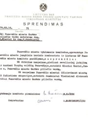 2. Sprendimas apie pirmuosius Panevėžio miesto garbės piliečius. 1976 m. vasario 16 d. Šiaulių regioninio valstybės archyvo Panevėžio filialas. F. 14, ap. 1, b. 1199, l. 287