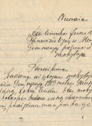 3. Juozo Zikaro pareiškimo užskaityti jam ištarnautą mokytojavimo laikotarpį nuo 1919 m. sausio 27 d. nuorašas. 1924 m. liepos 4 d. Lietuvos centrinis valstybės archyvas. F. 849, ap. 3, b. 148, l. 42