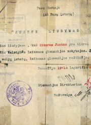 4. Juozo Zikaro asmens liudymas vietoj paso. 1921 m. lapkričio 20 d. Lietuvos centrinis valstybės archyvas. F. 849, ap. 3, b. 148, l. 29a