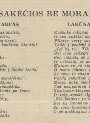 Rapšys, Petras. Sirena ir varpas ; Lakūnas ir gandras : (pasakėčios) // Panevėžio apygardos balsas. – 1943, rugs. 4, p. 5