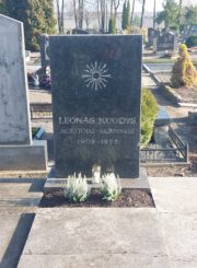 Leono Kuodžio antkapinis paminklas Panevėžio Kristaus Karaliaus kapinėse. Panevėžio apskrities Gabrielės Petkevičaitės-Bitės viešosios bibliotekos skaitmeninis archyvas