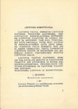 43. Lietuvos konstitucija : projektas; [1938 m. vasario 9 d.]. [Kaunas] : [s.n.], [1938]. 30 p. LNB