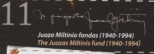 Juozo Miltinio autografas. Iš: Lietuvos nacionalinis komitetas „Pasaulio atmintis“. [Vilnius], 2005