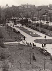 Panevėžys, Lenino aikštė (dab. – Laisvės) apie 1964 m. Nuotrauka iš Panevėžio kraštotyros muziejaus rinkinių