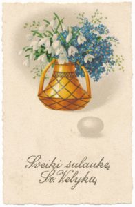Jonuškaitė, Elžbieta. Sveikinimas su šv. Velykomis Onai Dailidonienei. Nevėžninkai (Panevėžio r.). 192-. Panevėžio apskrities Gabrielės Petkevičaitės-Bitės viešoji biblioteka, Onos Dailidonytės fondas F140-10