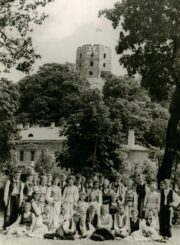 Panevėžio kultūros namų liaudies šokių kolektyvas Respublikinėje dainų šventėje Vilniuje. 1955 m. PAVB, Leono Černiausko fondas F91-14