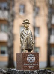 Skulptūra „Panevėžiškis raktininkas“. Gintaro Lukoševičiaus nuotrauka. 2025 m.