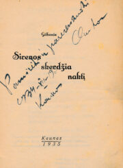 Baltramiejūnas, Albinas. Sirenos skerdžia naktį. Kaunas, 1935. 64 p.
