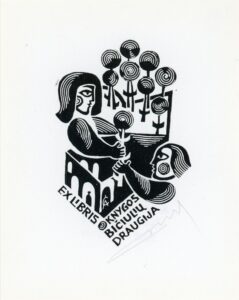 Čepauskas Alfonsas. Ex libris Knygos bičiulių draugijai. Vilnius. PAVB, Knygos ženklų (ekslibrisų) fondas F65-15