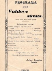 Daina (draugija). Panevėžio skyrius. Valdyba. Valdovo sūnus : Putino lyrinė šešių vaizdų drama : „Dainos“ draugijos dramos sekcijos spektaklio programa / „Dainos“ draugijos valdyba. [Panevėžys : „Dainos“ draugijos valdyba, s.a. (Panevėžys : N. Feigenzono spaustuvė). PAVB, Mykolo Karkos fondas F12-86-2