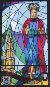 Vysk. K. Paltarokui ir Panevėžio vyskupijai skirtas skulptorės Ievos Sakalauskaitės-Pocienės vitražas viename iš Adelaidės (Australija) lietuvių Šv. Kazimiero koplyčios langų. Nuotrauka iš POCIUS, Daina. So they say: the life and art of Ieva Pocius. 2023, p. 86