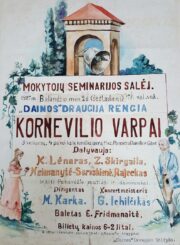 „Dainos“ draugijos Panevėžio skyriaus operetės „Kornevilio varpai“ afiša. 1926 m. Skelbta: https://virtualios-parodos.archyvai.lt/lt/virtualios-parodos-itraukios-istorijos/34/panevezio-operetes-tevas/exh-302/draugijos-bureliai-rateliai/case-1560#slide5; LLMA, F 57, ap. 1, b. 42, 1. 2