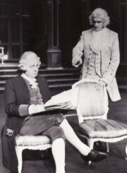 P. Shaffer’is „Amadeus“ (rež. Donatas Banionis), 1983 m. Alfredas Dukšta – Grafas Francas Orsinirozenbergas, Albinas Kėleris – Volfgangas Amadeus Mocartas. Fotogr. Kazimiero Vitkaus. PAVB FKV-239-1-1