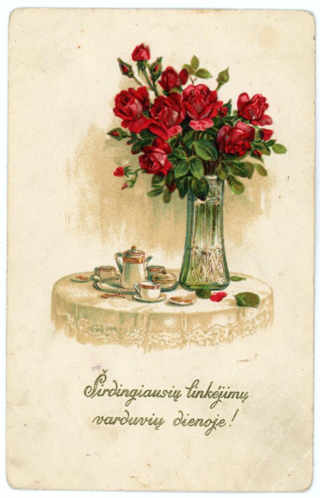 Grigonytė, J. Sveikinimas vardo dienos proga Domicėlei Pauliukaitei-Žiaunienei. Subačius (Kupiškio r.). 1927 m. PAVB, Vytauto ir Silvijos Vilkončių fondas F154-158