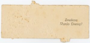 Sveikinimo atvirukas su vardo diena. Apie 1930–1935 m. PAVB, Konstantino Balsio fondas F119-355