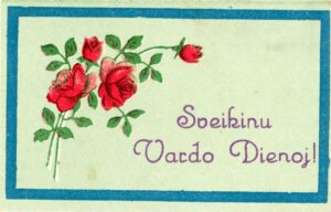 Kirdeikytė M. Sveikinimas Elenai Gabulaitei vardo dienos proga. Radviliškis. 1936 03 02. PAVB, Elenos Gabulaitės fondas F9-1595