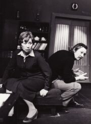 K. Saja „Surūdijęs vanduo“ (rež. Donatas Banionis, Gediminas Karka), 1981 m. Regina Zdanavičiūtė – Eugenija, Aurimas Babkauskas – Algirdas. Fotogr. Kazimiero Vitkaus. PAVB FKV-229-19-13