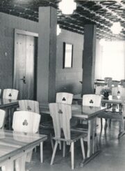 Panevėžio elektrotechnikos gamyklos valgykla. Apie 1982 m. PAVB, Panevėžio miesto pramonės įmonių fondas F63