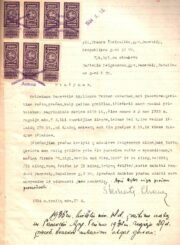 1. Ch. Šteinaitės prašymas antstoliui A. Pietukauskui išieškoti 4676 Lt skolą su procentais ir bylos vedimo išlaidomis. 1934 m. spalio 10 d. Lietuvos centrinis valstybės archyvas. F. 840, ap. 1, b. 2911, l. 2