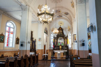 Smilgių Nukryžiuotojo Jėzaus bažnyčios interjeras. Fotogr. G. Lukoševičius. Smilgiai (Biržų r.). 2025 m. PAVB skaitmeninis archyvas
