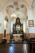 Smilgių Nukryžiuotojo Jėzaus bažnyčios didysis altorius. Fotogr. G. Lukoševičius. Smilgiai (Biržų r.). 2025 m. PAVB skaitmeninis archyvas