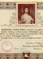 Kauno Kristaus Prisikėlimo bazilikos klebono kunigo Felikso Kapočiaus autografas ir spaudas