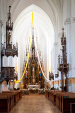 Naujamiesčio Šv. apaštalo evangelisto Mato bažnyčios interjeras. Fotogr. G. Lukoševičius. Naujamiestis (Panevėžio r.). 2025 m. PAVB skaitmeninis archyvas