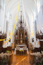 Naujamiesčio Šv. apaštalo evangelisto Mato bažnyčios Didysis altorius. Fotogr. G. Lukoševičius. Naujamiestis (Panevėžio r.). 2025 m. PAVB skaitmeninis archyvas